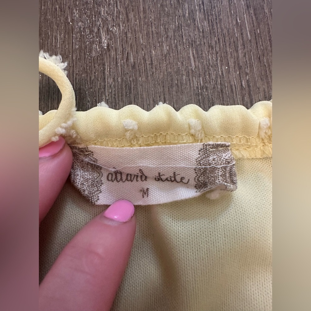 ALTARD STATE BUTTER YELLOW RUFFLE ADJUSTABLE STRAP DRESS - Size Medium SKU:69 - Picture 5 of 6